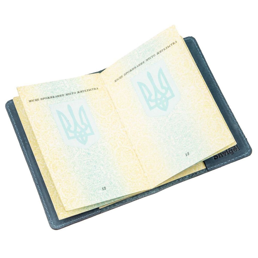 World Map Leather Passport Holder - Vintage Blue - Shvigel 13956