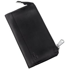 Checkbook Holder - Long Leather Bifold Wallet for Men - Vintage Black - Shvigel 16191
