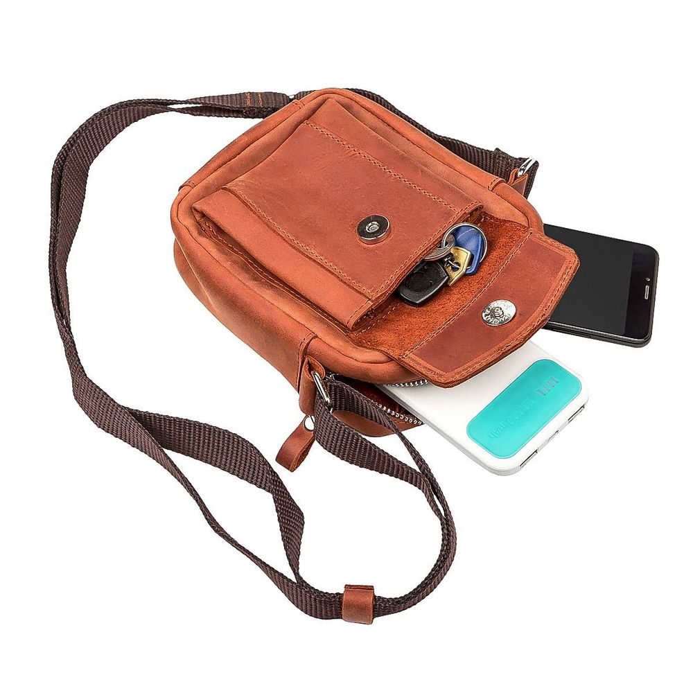 Small Vintage Leather Bag - Light Brown - Shvigel 11132