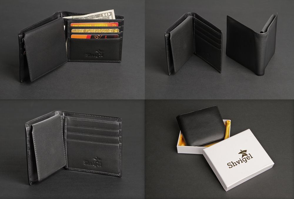 RFID men's wallet - Genuine leather - Black - SHVIGEL 13798