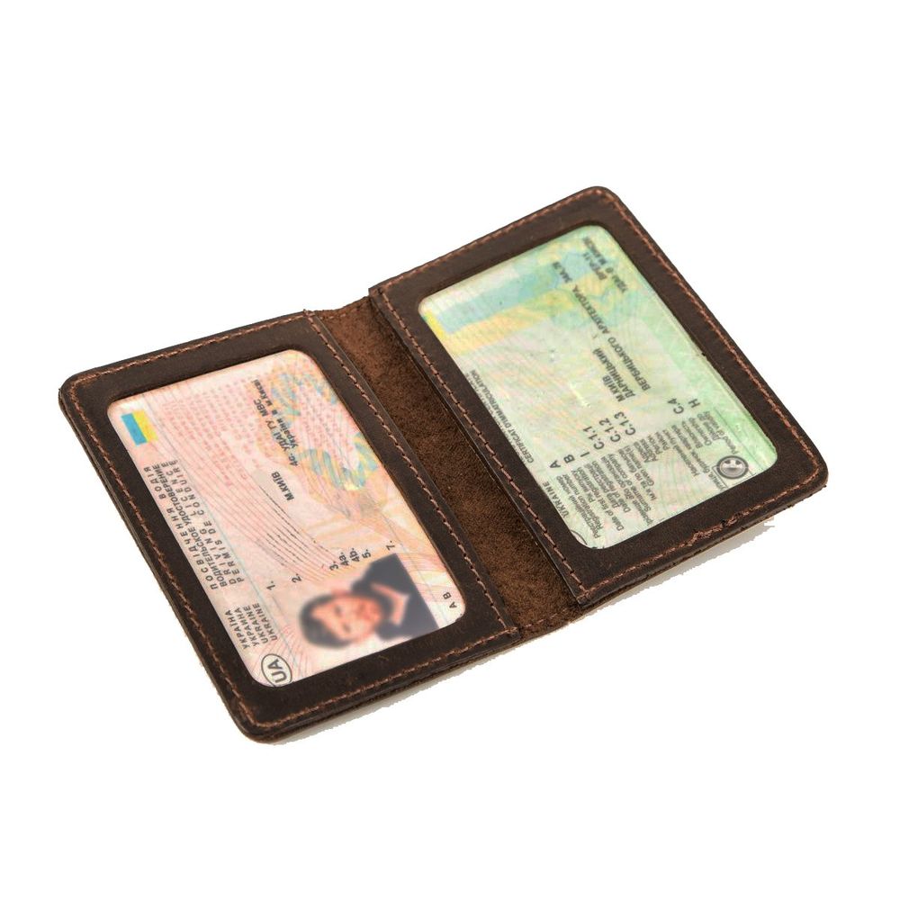 Cover for driver's license and ID leather Shvigel 13964 Dark brown