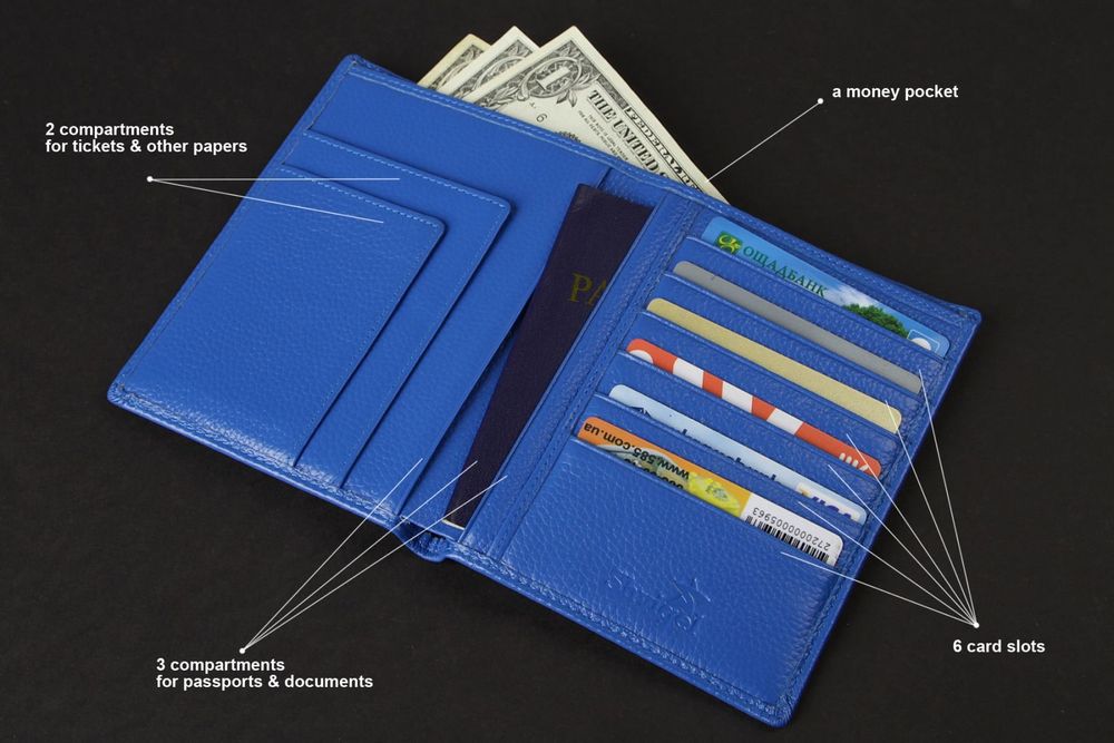 RFID big passport wallet - Genuine leather - Blue - SHVIGEL 00922