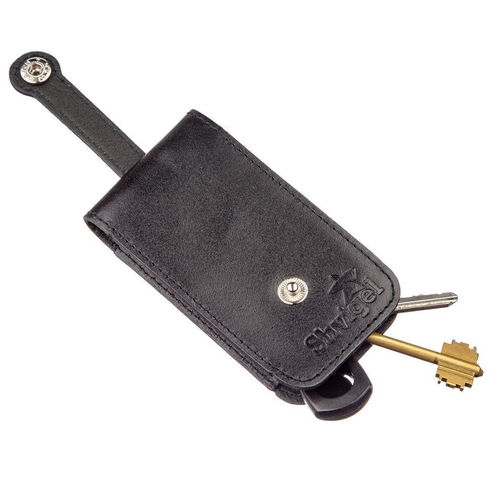 Компактная кожаная ключница SHVIGEL 13961 Черная