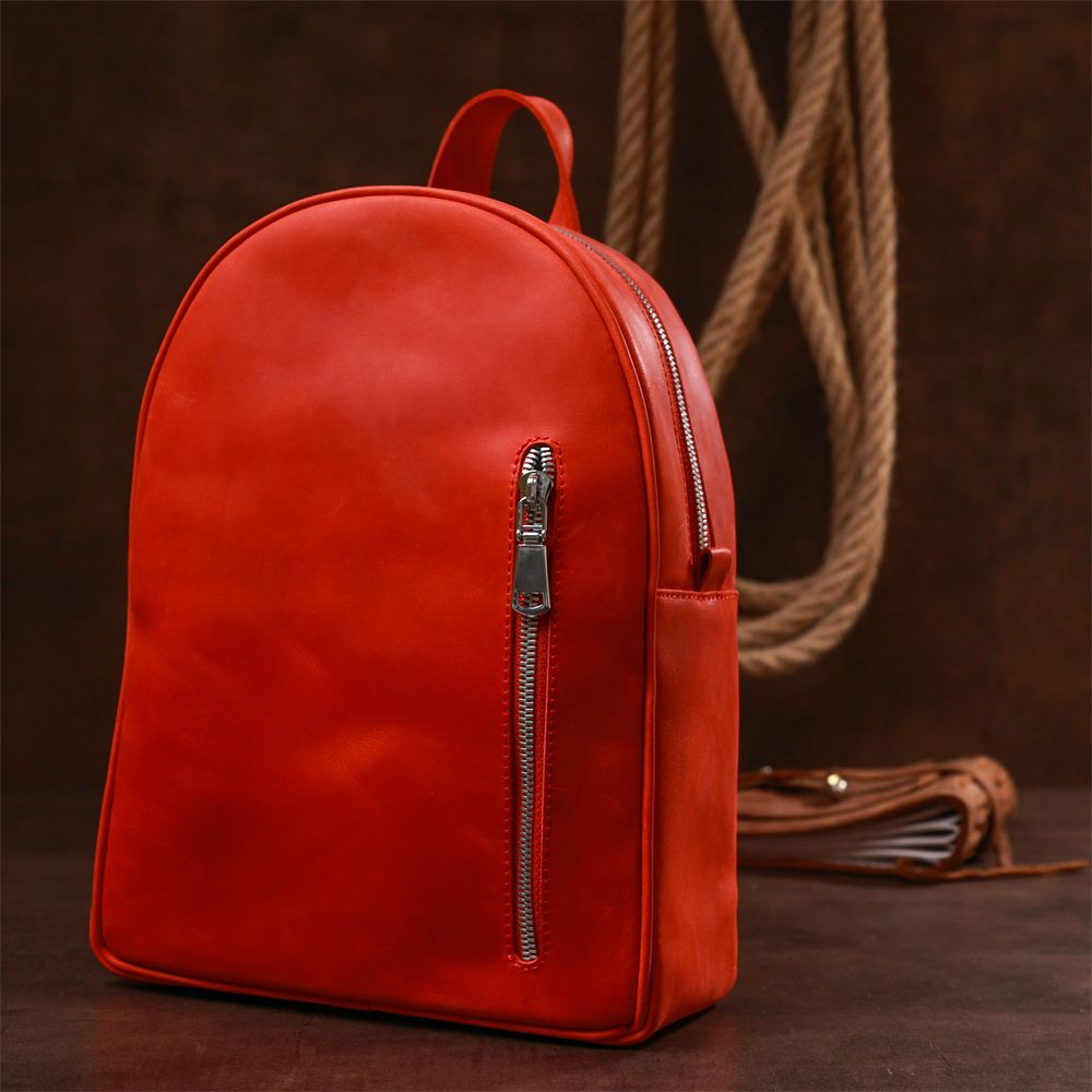Шкіряний вінтажний жіночий рюкзак Shvigel 16327 Червоний