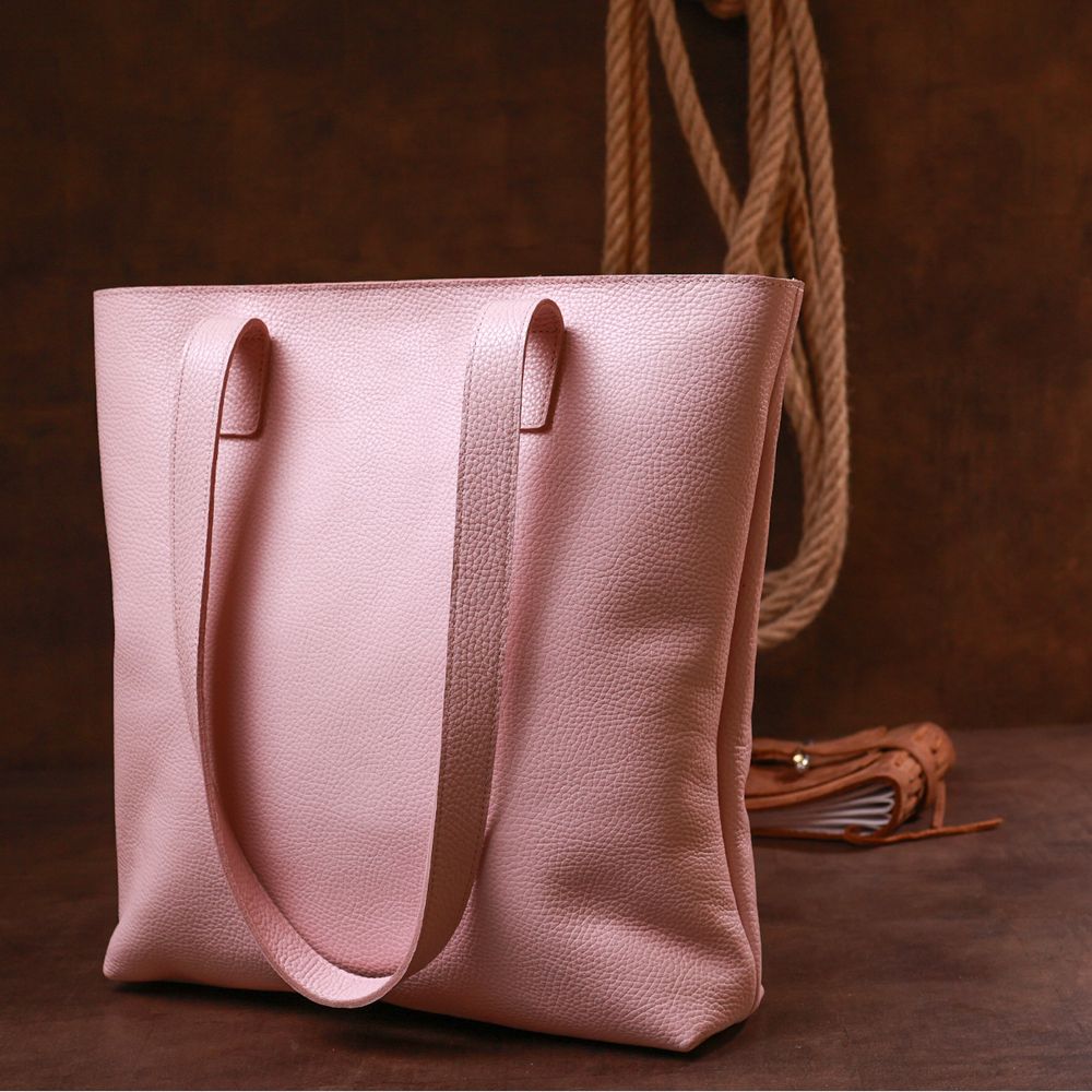 Містка шкіряна жіноча сумка-шоппер Shvigel 16356 Рожевий