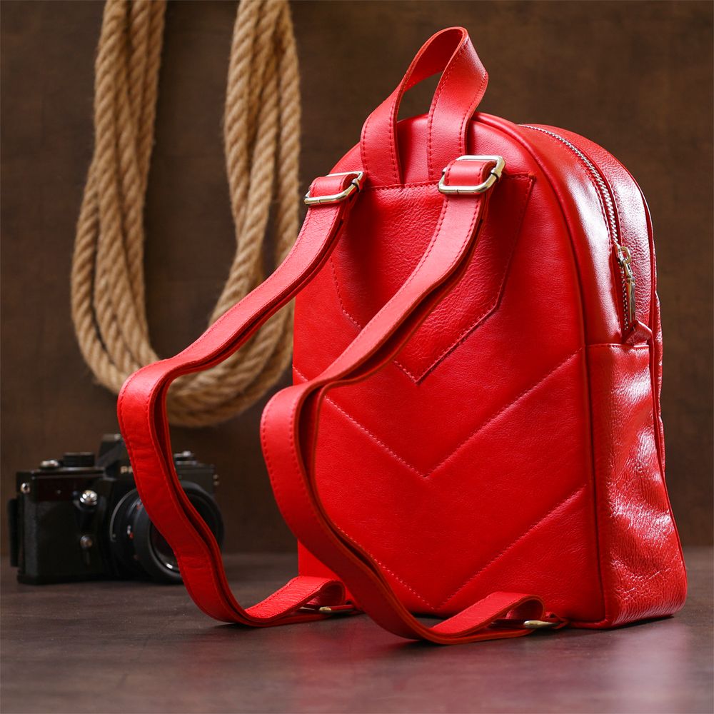 Bright women's backpack made of genuine leather Shvigel 16316 Red