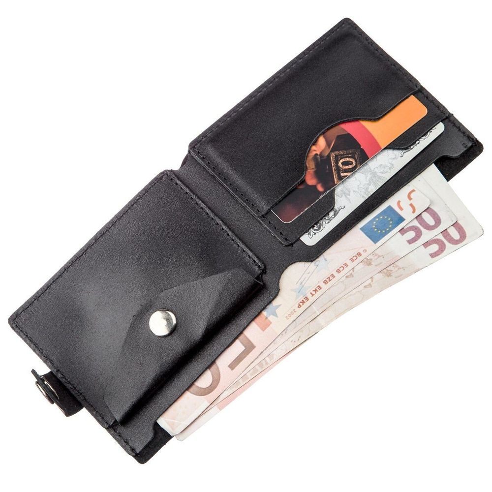 Leather Wallet for Men - Black Men's Wallet - with Coin Pocket - Shvigel 16211