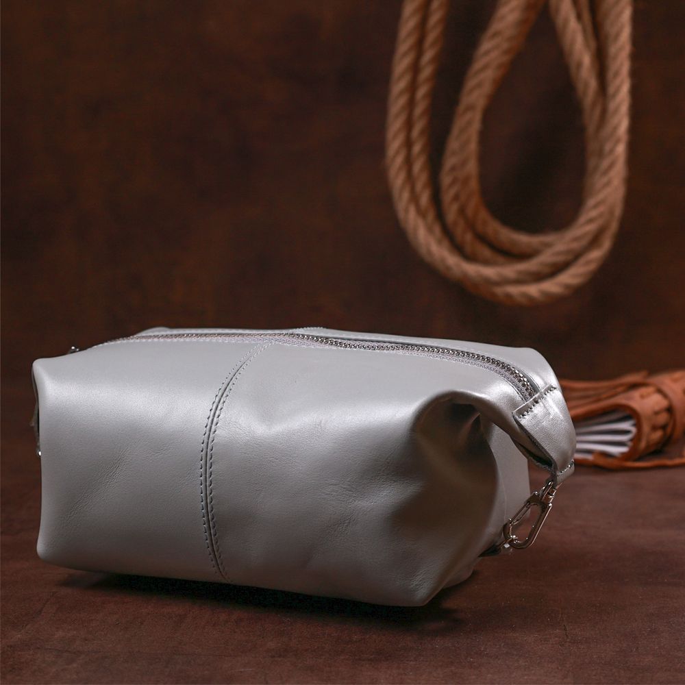 Practical leather cosmetic bag SHVIGEL 16404 Gray