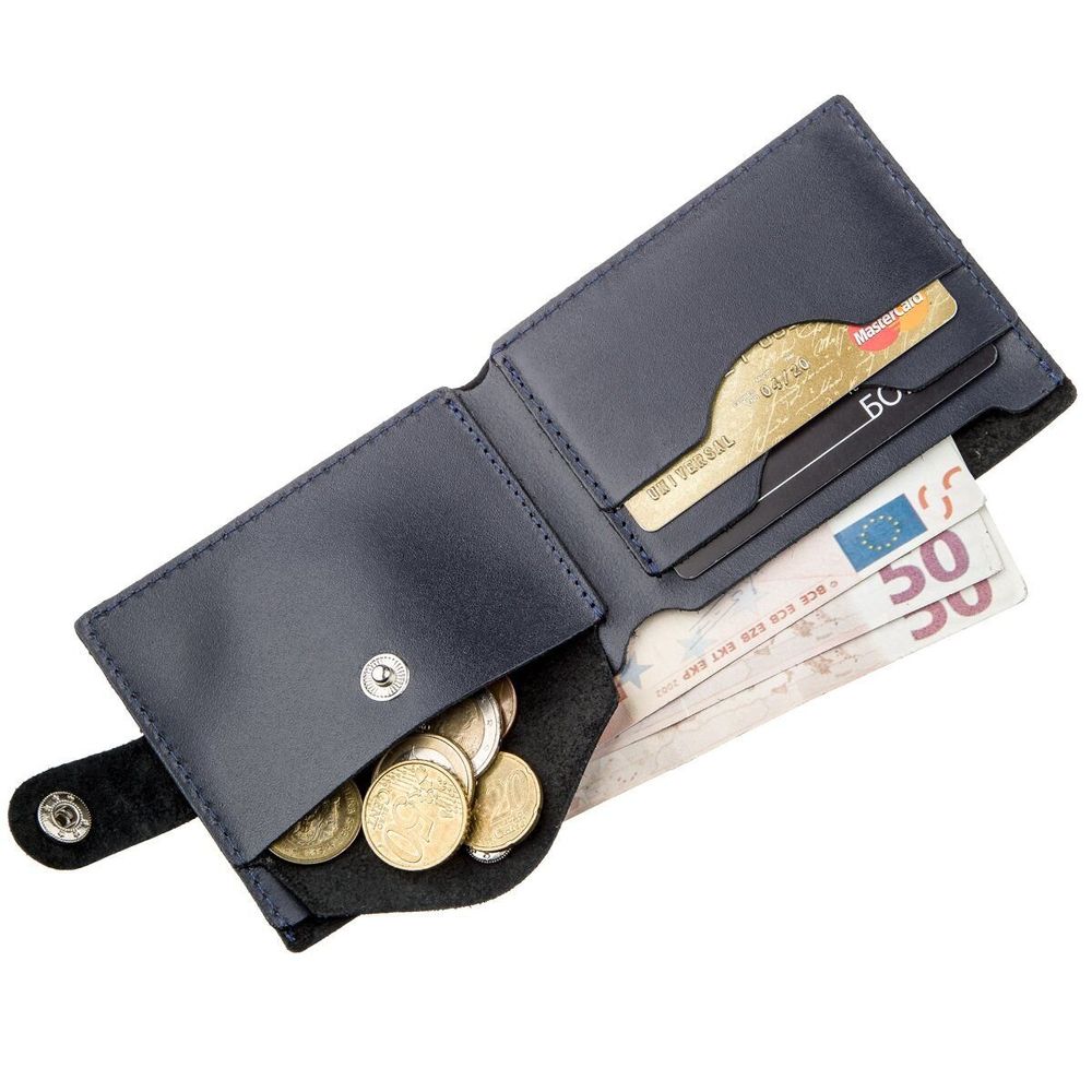 Leather Wallet for Men - Blue Men's Wallet - with Coin Pocket - Shvigel 16212