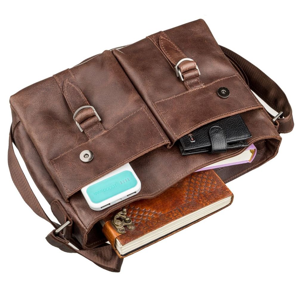 Messenger Leather Bag - Brown - Svigel 13940