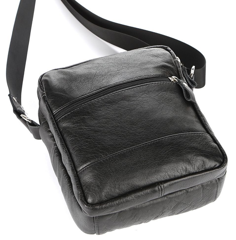 Black Leather Bag for Men - Shvigel 00926