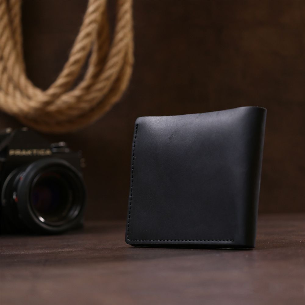 Men's leather wallet Shvigel 16432 Black