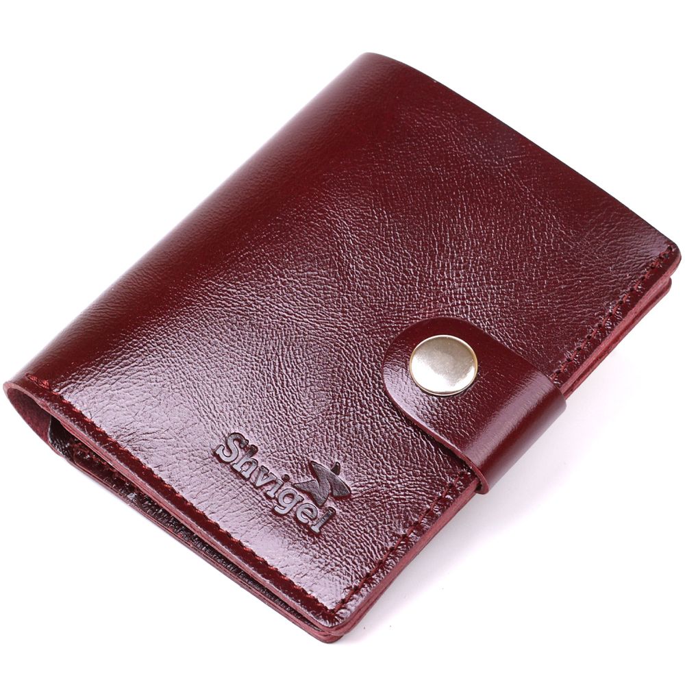Classic leather wallet Shvigel 16505 Burgundy