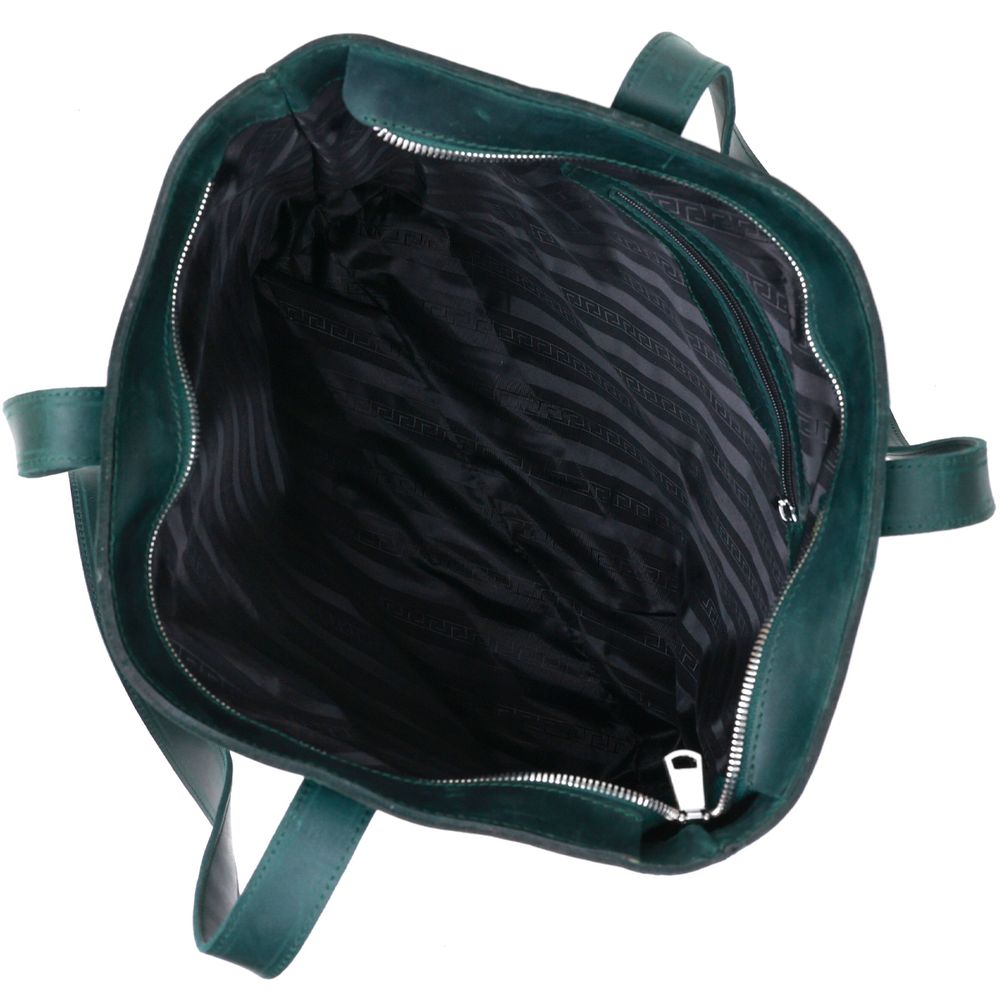 Leather vintage women's bag Shvigel 16351 green
