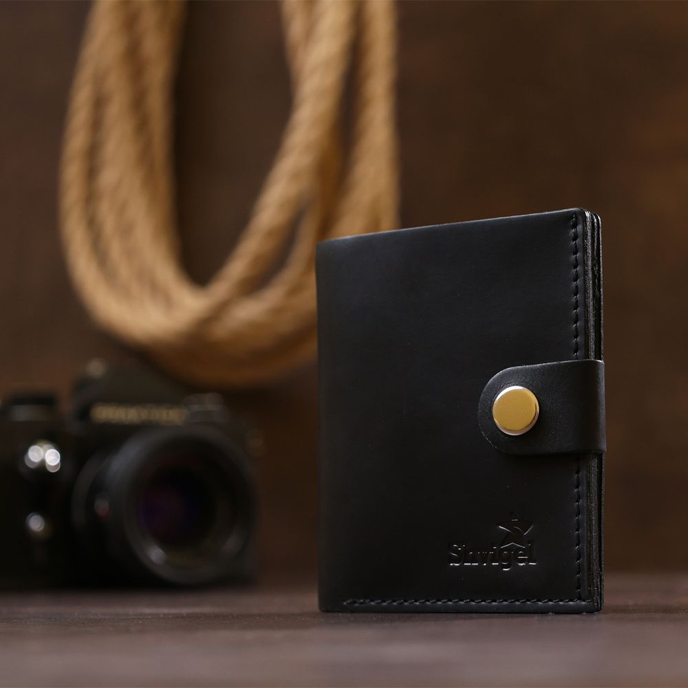 Men's leather wallet Shvigel 16474 Black