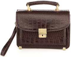 Small manbag - Real leather - Crocodile embossed - SHVIGEL 00377, Коричневый