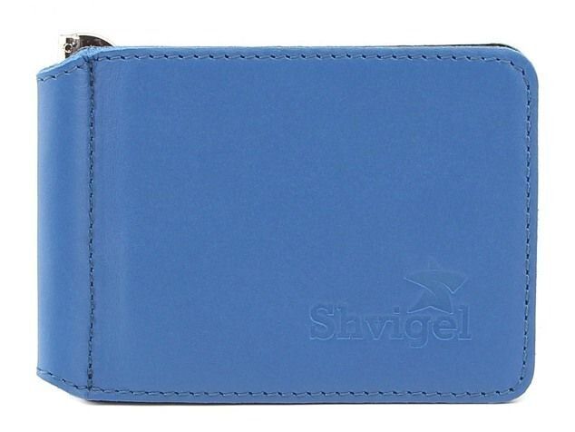 Slim Wallet Money Clip - Genuine Leather - Thin Minimalist Wallet - Front Pocket Wallet for Men & Women - Blue - Shvigel 00342