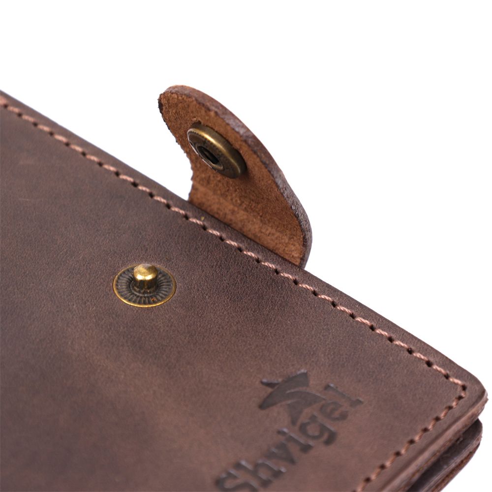 Men's leather wallet Shvigel 16475 Brown