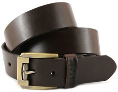 Men's real leather belt - Brown - SHVIGEL 00023, Коричневый