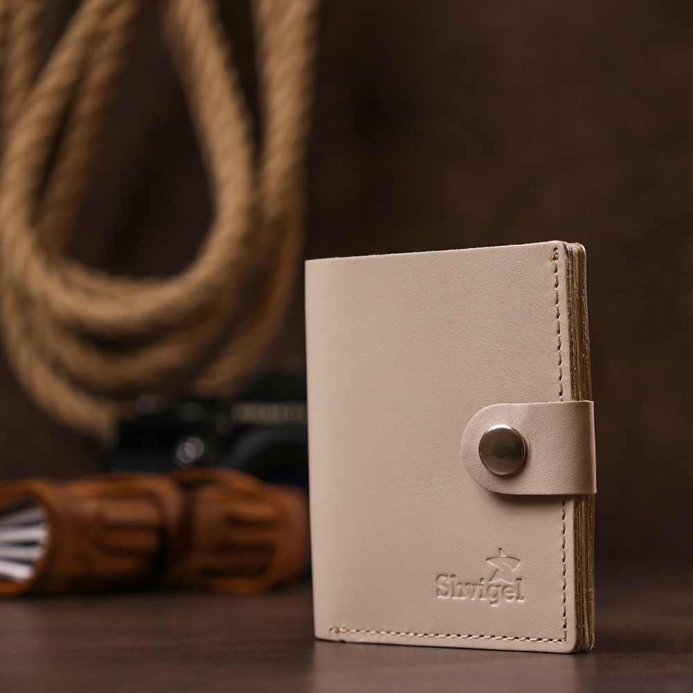 Classic leather wallet Shvigel 16510 Beige