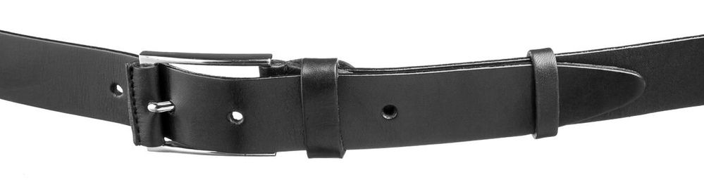 Black Leather Dress Men's Belt - Classic Belt for Men -Shvigel 17344