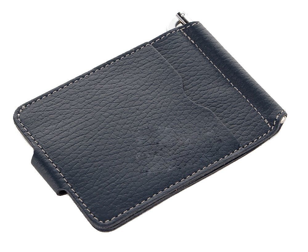 Leather Money Clip - Front Pocket Wallet - Men Women Dark Blue - Shvigel 16142