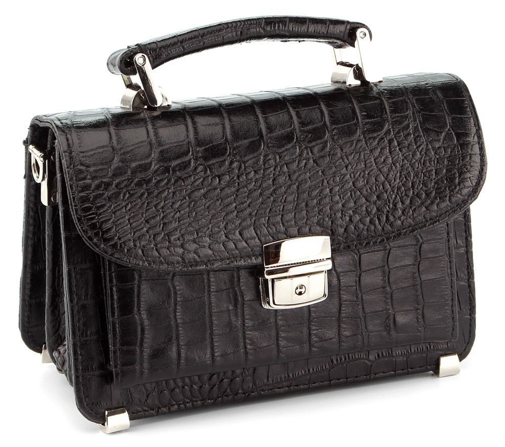 Small manbag - Real leather - Crocodile embossed - SHVIGEL 00379