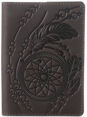 Dreamcatcher passport cover - Genuine leather - Brown - SHVIGEL 13793, Коричневый