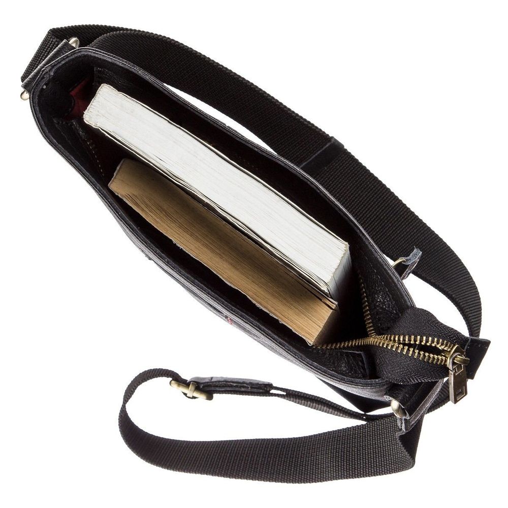 Leather Crossbody Bag for Men - Black - Shvigel 19119