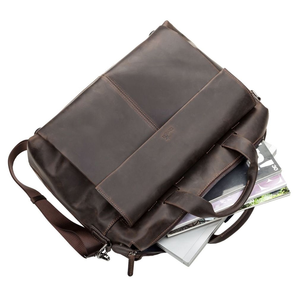Big Leather Bag for Men - Brown - Shvigel 11119