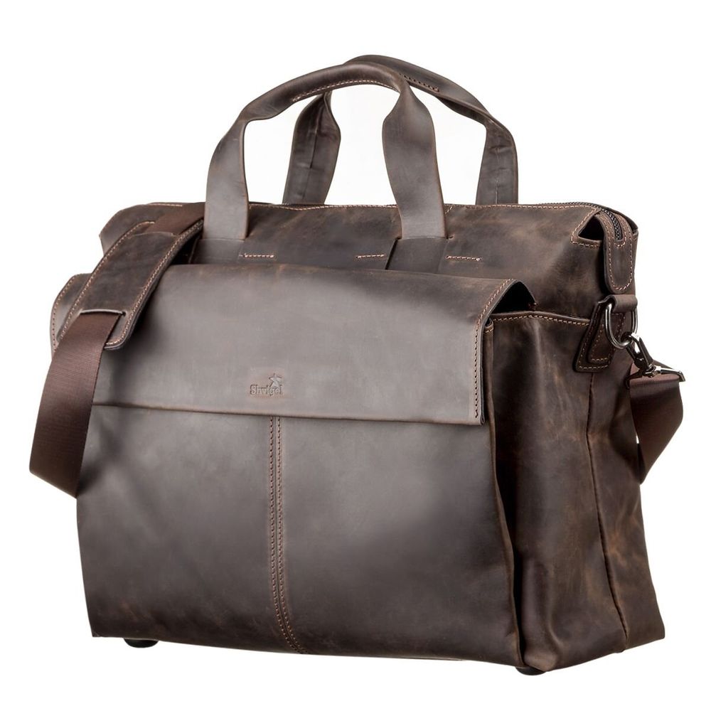 Big Leather Bag for Men - Brown - Shvigel 11119