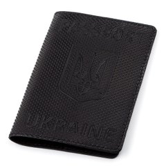 Leather Passport Holder - Ukraine - Black - Shvigel 13931