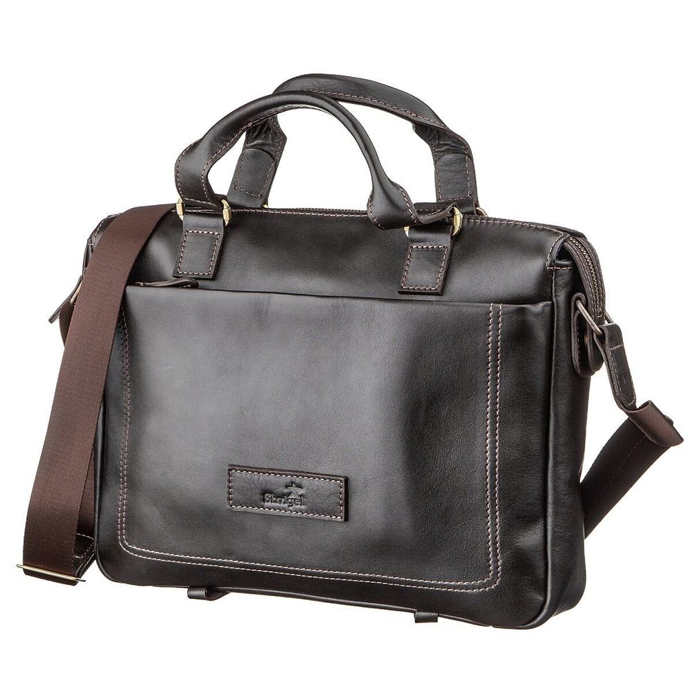 Leather Men's Briefcase - Brown - Shvigel 11138