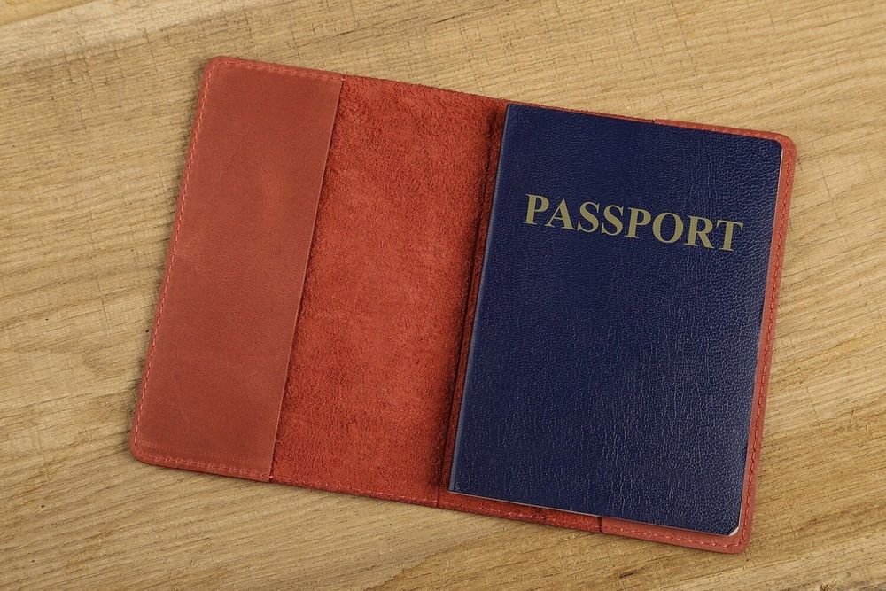 Leather Passport Holder - Dreamcatcher - Red - Shvigel 13792