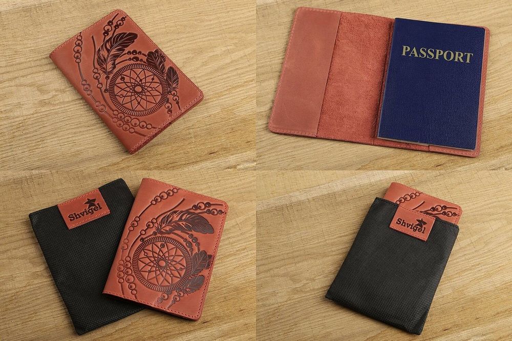 Эксклюзивная обложка для паспорта из винтажной кожи SHVIGEL 13792 Красная