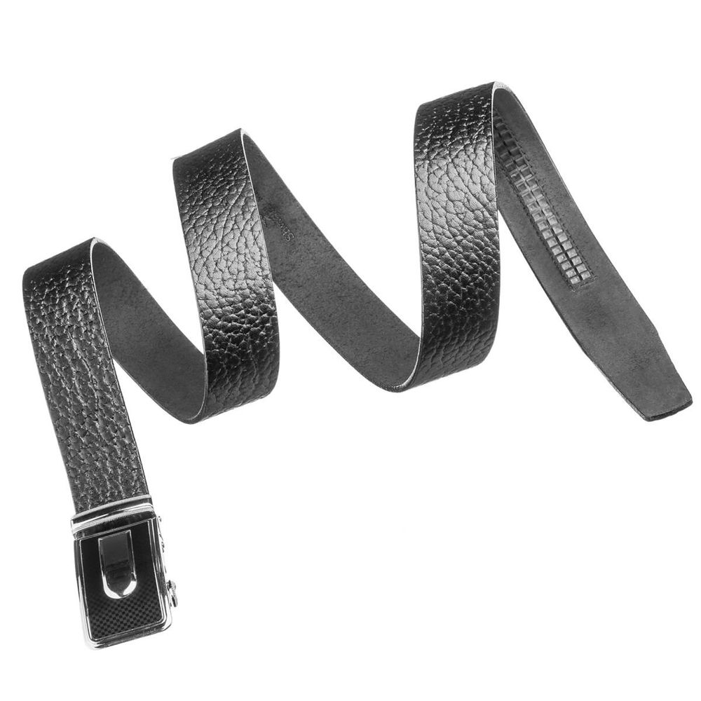 Genuine Leather Men's Belt with Automatic Buckle - Black Casual Jean Belt for Men - Shvigel 17348