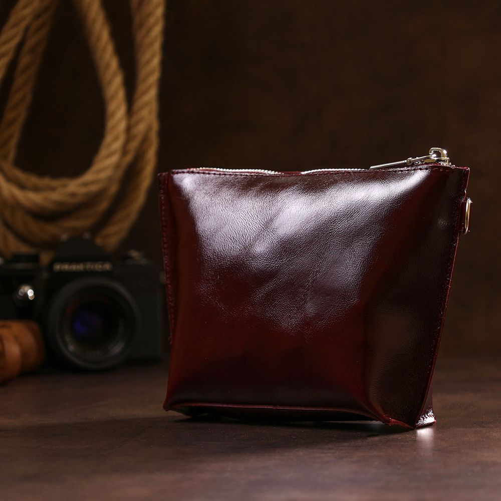 Leather practical cosmetic bag for women shvigel 16412 burgundy