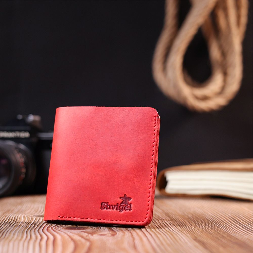 Women's Vintage Leather Wallet Shvigel 16602 Red