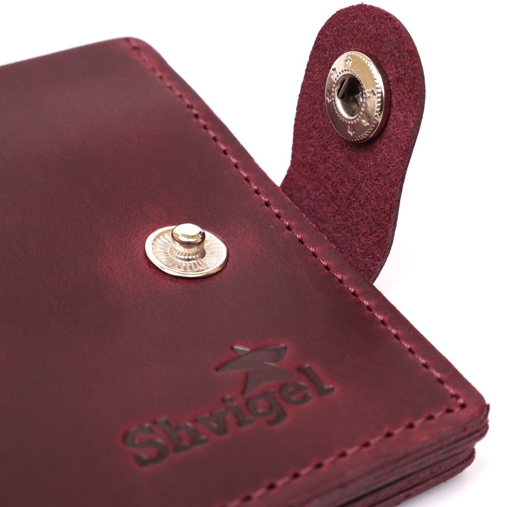 Кожаное винтажное портмоне Shvigel 16436 Бордовый