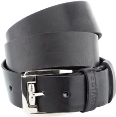 Classic leather men's belt - Black - SHVIGEL 10084, Черный