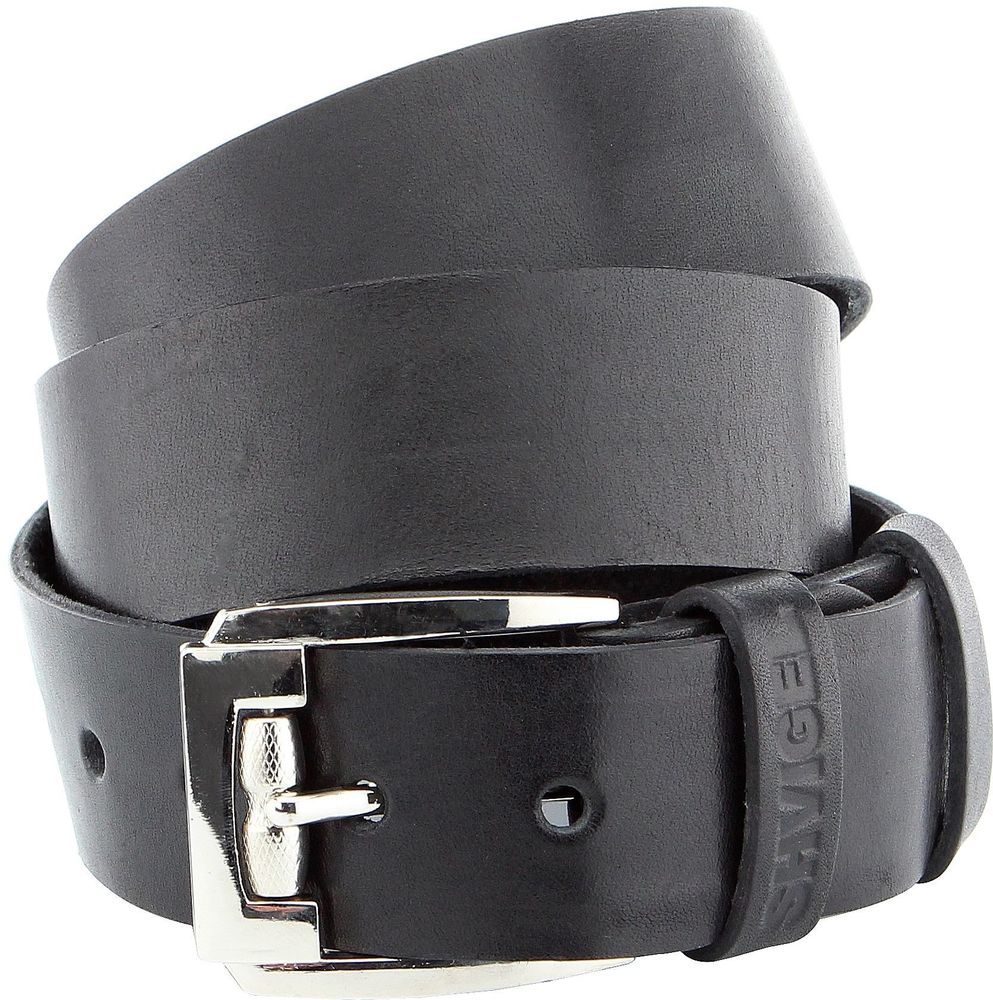 Classic leather men's belt - Black - SHVIGEL 10084