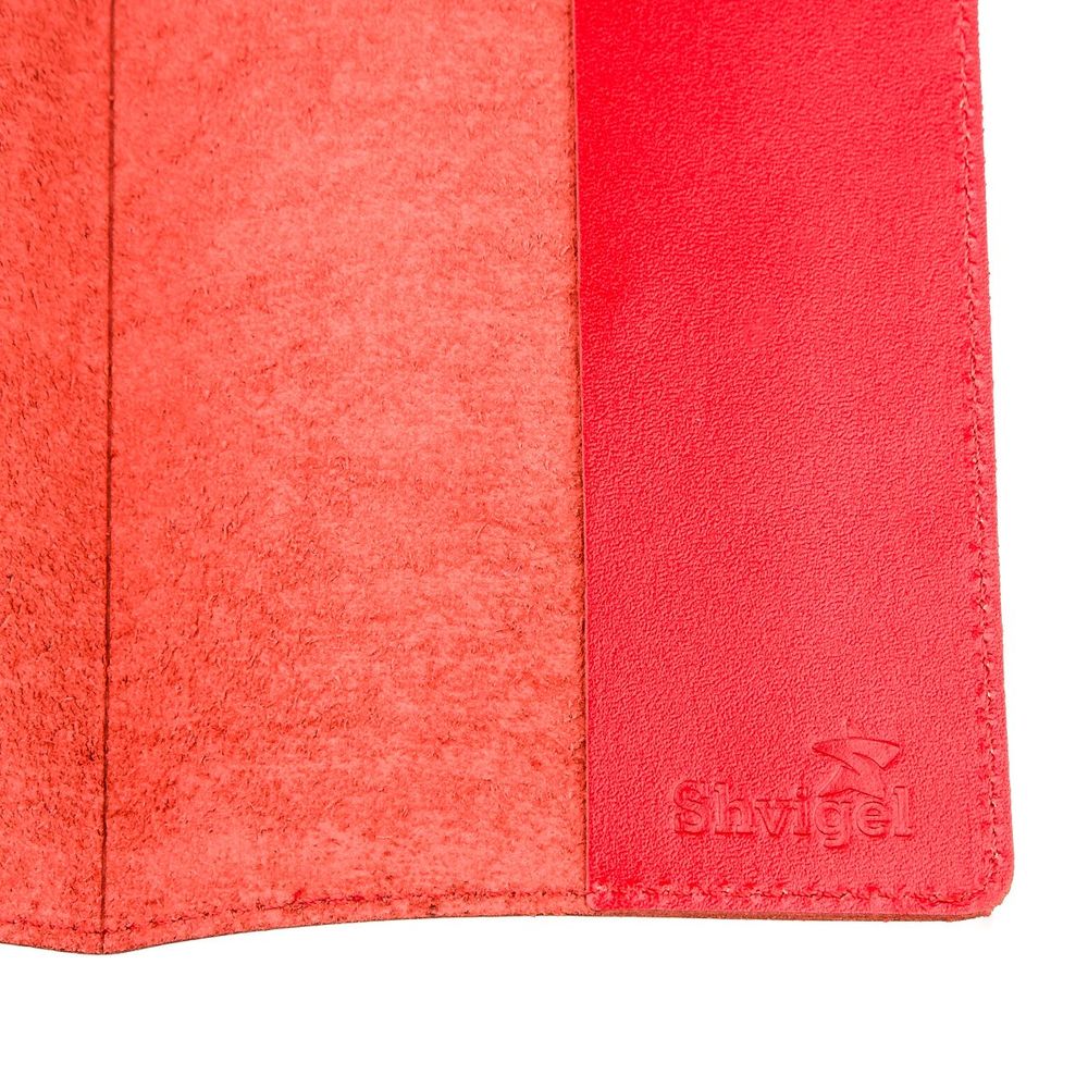 Leather passport cover with rhombuses SHVIGEL 13972 Red