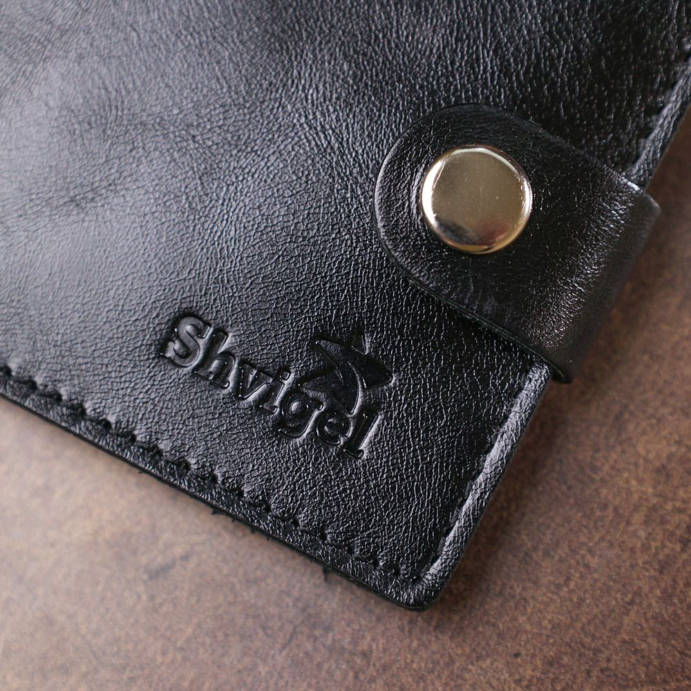 Men's leather wallet Shvigel 16439 Black