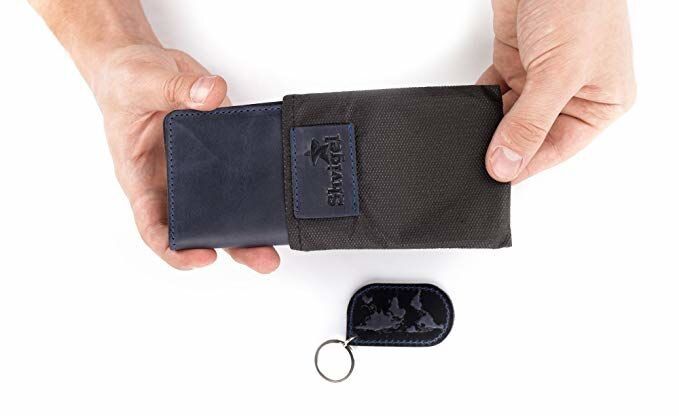 Leather Credit Card Holder - Blue - Shvigel 15301