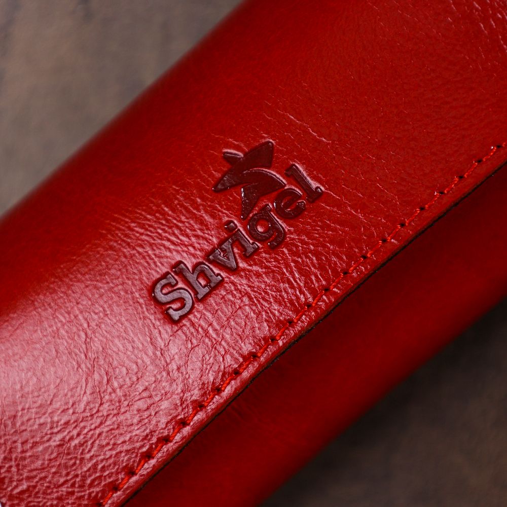 Stylish women's leather key holder Shvigel 16530 Red