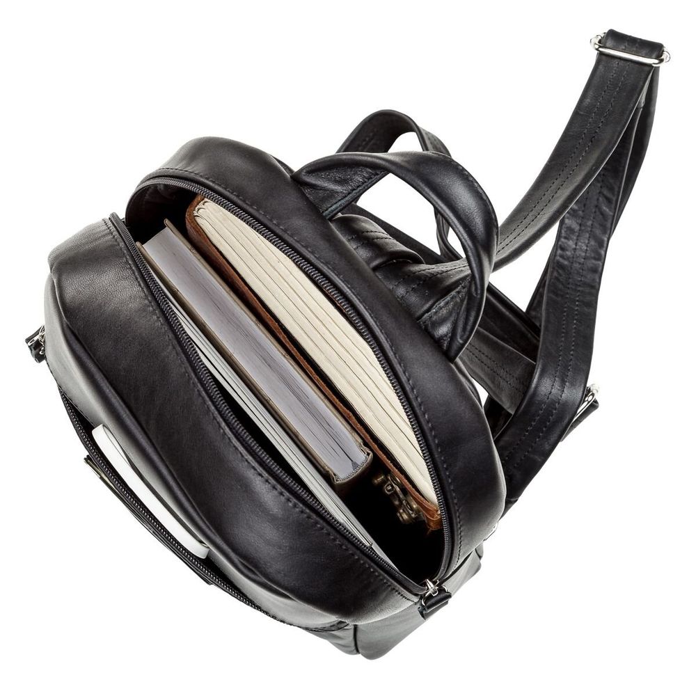 Black Leather Blackpack for Women - Small Backpack Leather - Shvigel 15304