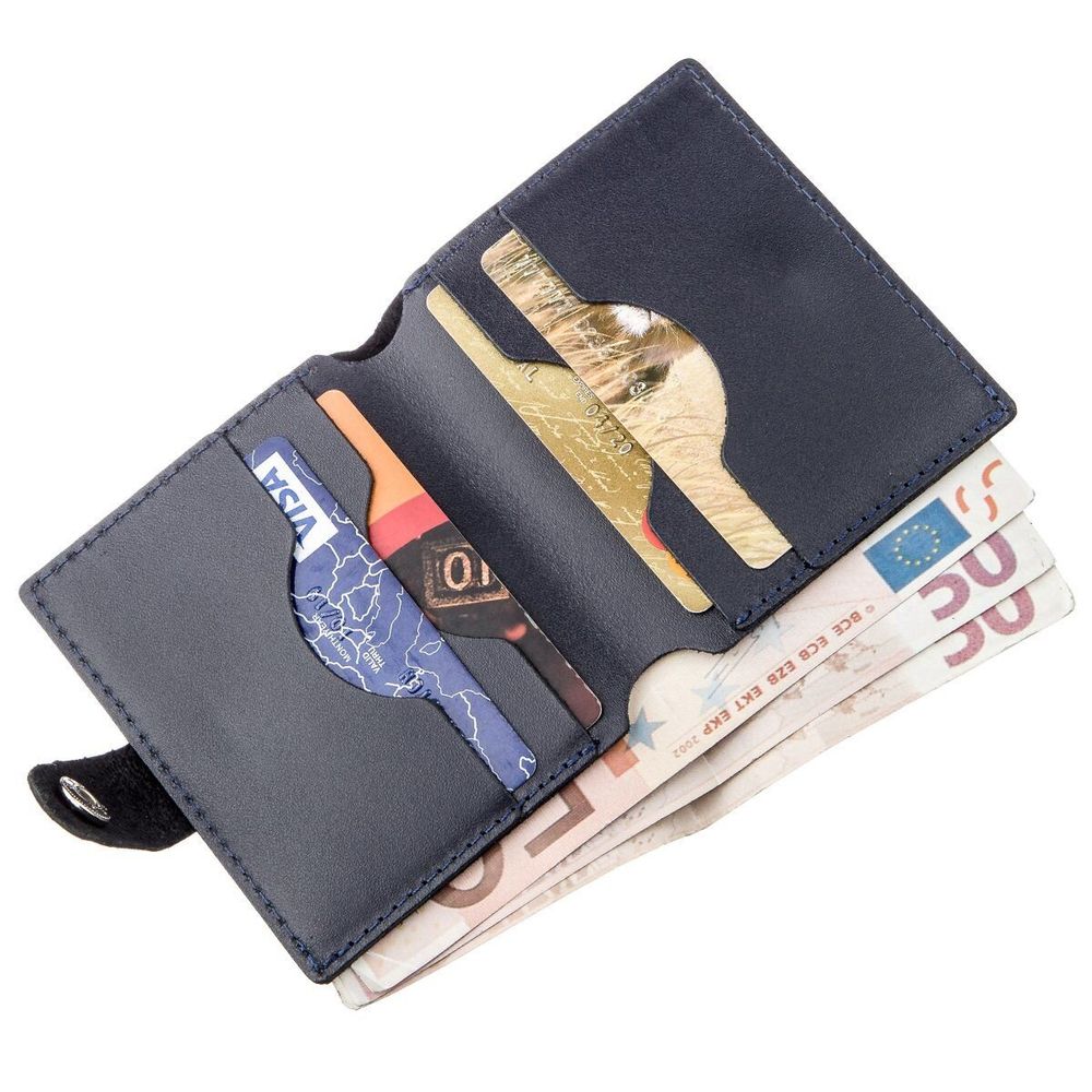 Slim Leather Wallet for Men - Blue Men's Wallet - Shvigel 16220
