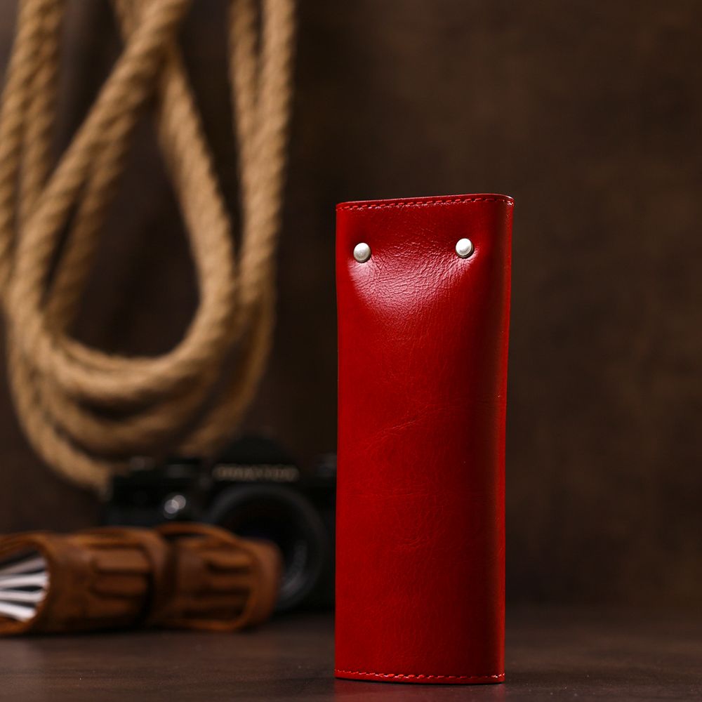 Stylish women's leather key holder Shvigel 16530 Red