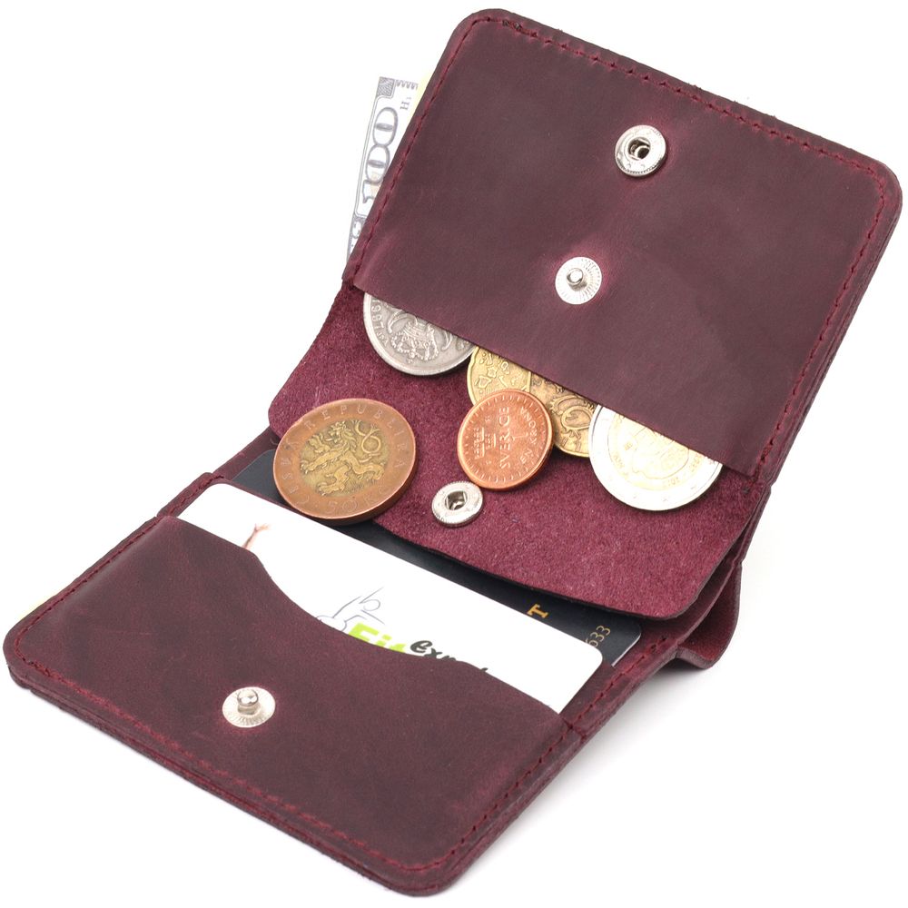 Matte leather wallet Shvigel 16604 Burgundy