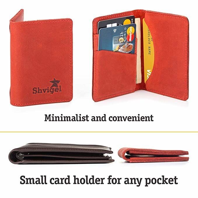 Leather Credit Card Holder - Red - Shvigel 15305